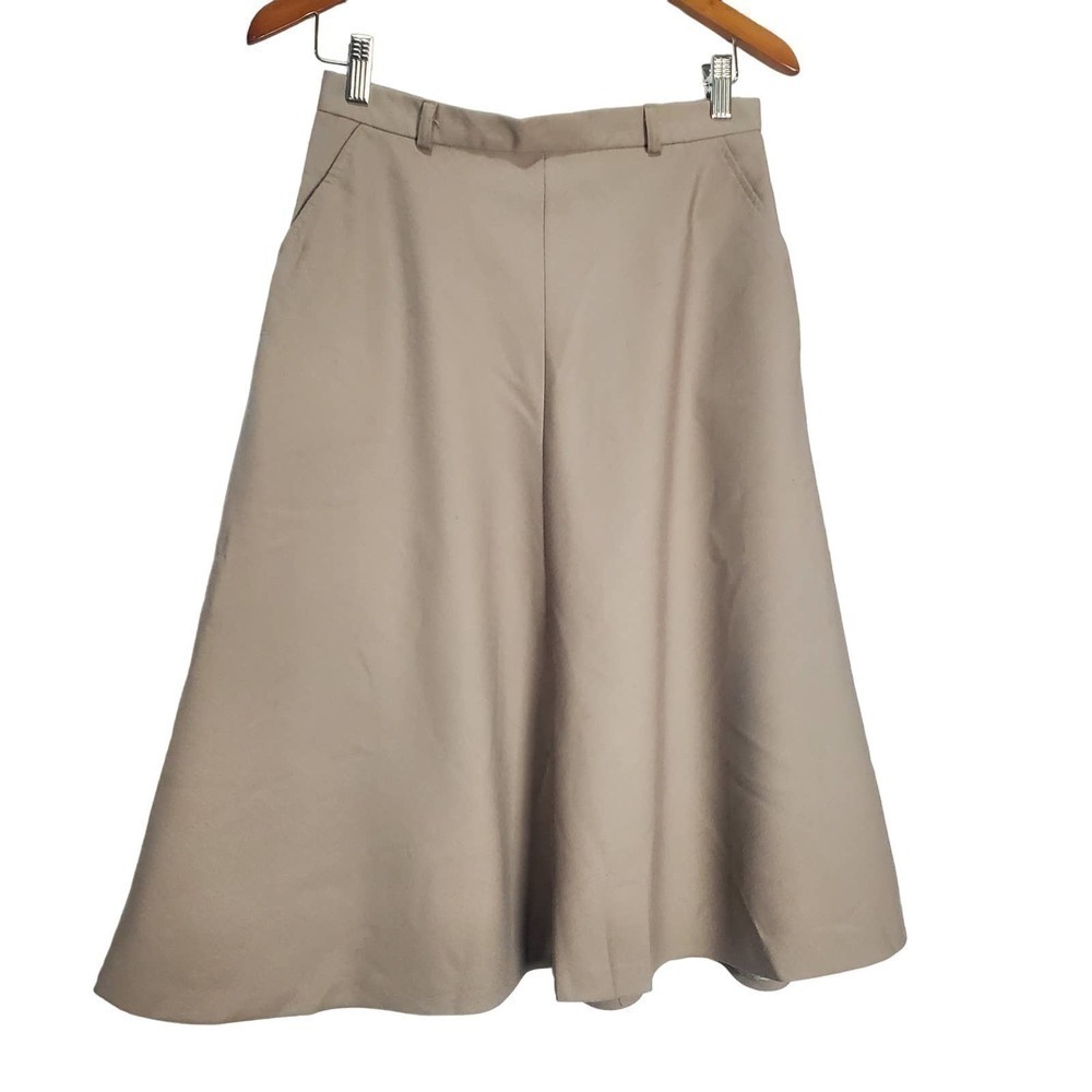 Vintage 80s Skirt Womens Size 13 Tan Midi A-Lone Neutral Circle Preppy